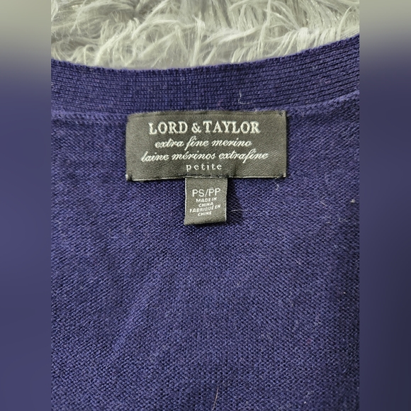 Lord & Taylor Navy Blue Merino Wool Cardigan - Picture 3 of 3